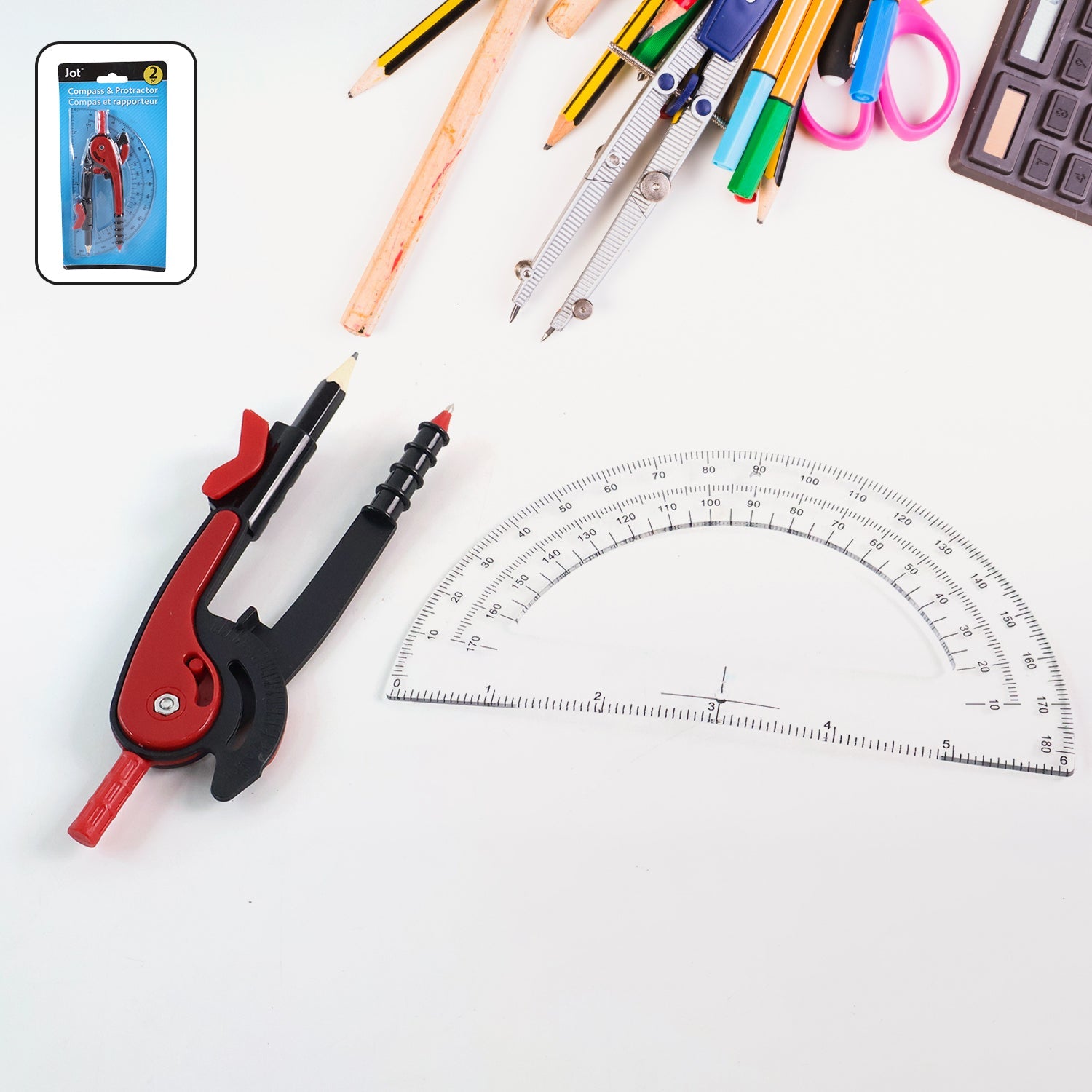 Ergonomic 2 Pc Compass Geometry Kit with Pencil Grip Ergonomic 2 Pc Compass Geometry Kit with Pencil Grip